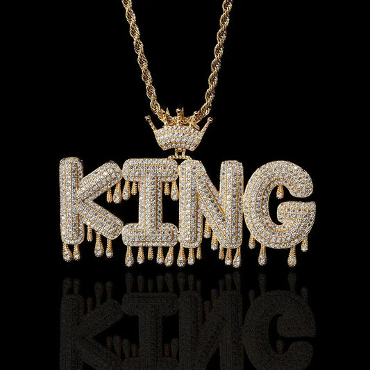 ATM Dollar Letter Pendant Necklace with T-Shaped Zircon Stones for Men | Caratix Jewelry - CaratixJewelry