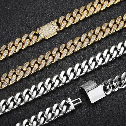 12mm Flip Clasp Double Row Cuban Link Necklace - CaratixJewelry