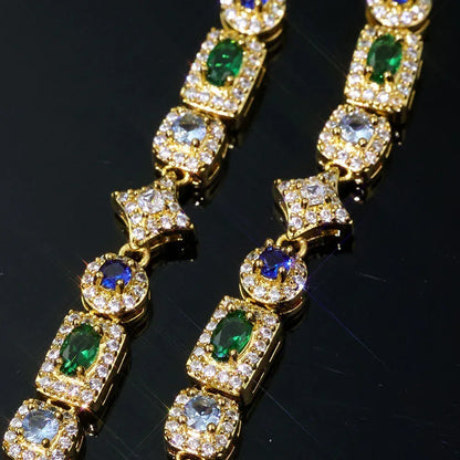 6mm Geometric Color Zircon Hip Hop Necklace Rapper Iced Out Chain Style | Caratix Jewelry - CaratixJewelry