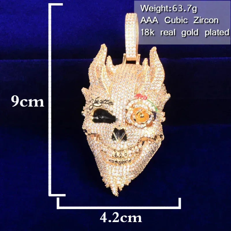 Men's Skeleton Head Necklace | Premium Copper CZ Gothic Jewelry Caratix - CaratixJewelry