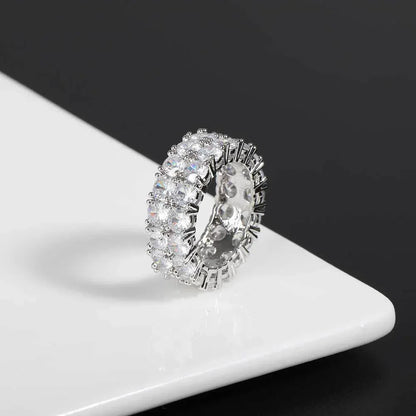 Hollow Double Row Zircon Ring Hip Hop Jewelry Bling Ring for Men | Caratix Jewelry - CaratixJewelry