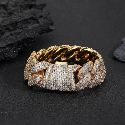 24mm Iced Out Bubble Cuban Bracelet T-Cut Zircon Hip Hop Jewelry - CaratixJewelry
