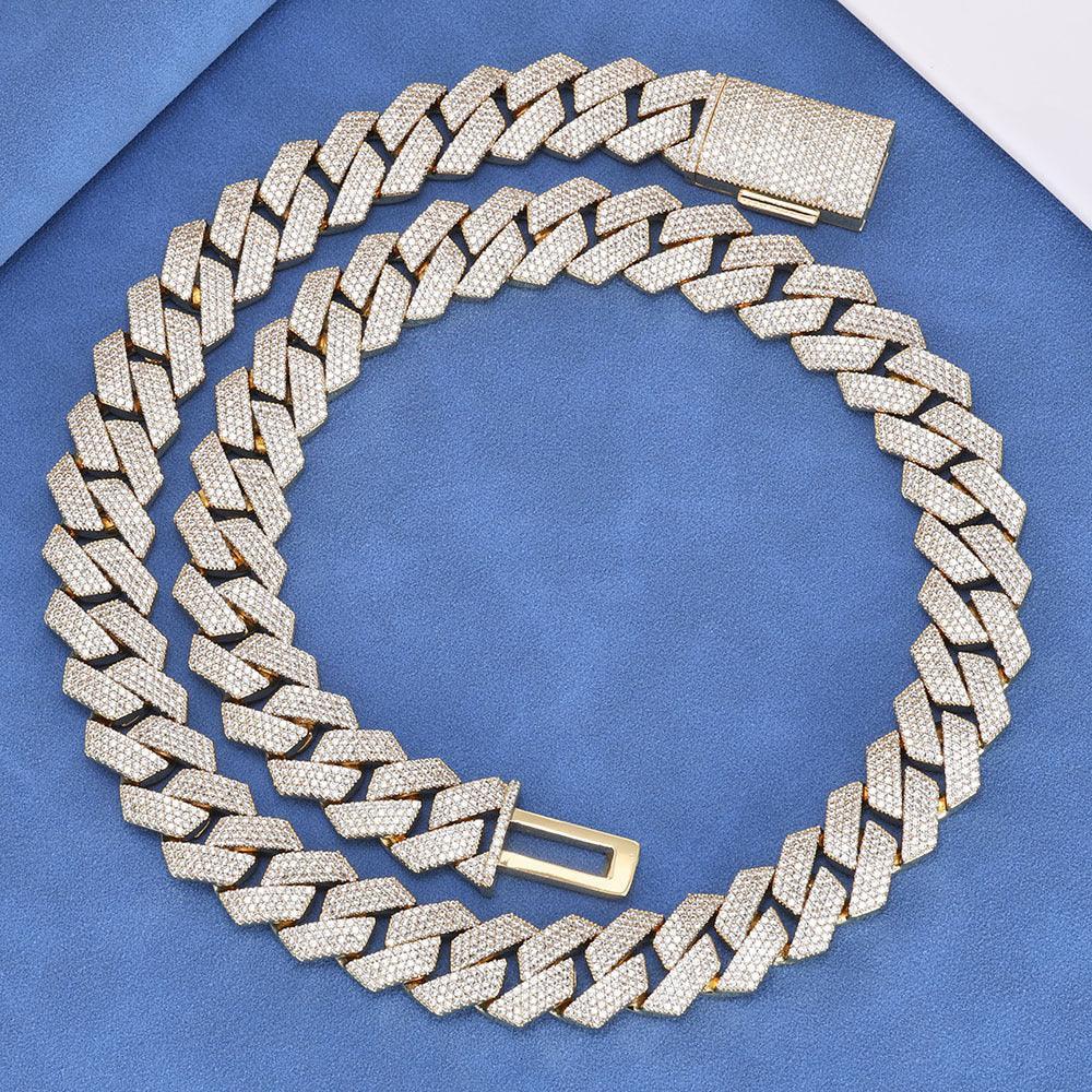 Custom 15mm 4 Row Rhombus Cuban Link Chain Bracelet | Caratix - CaratixJewelry