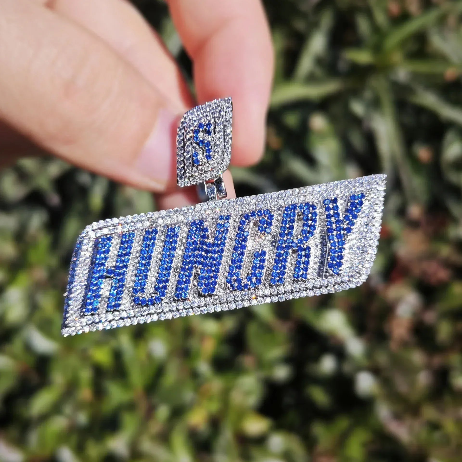 Huncry Letter Pendant Necklace | CZ Iced Out Hip Hop Streetwear Jewelry - CaratixJewelry