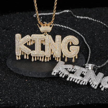 ATM Dollar Letter Pendant Necklace with T-Shaped Zircon Stones for Men | Caratix Jewelry - CaratixJewelry