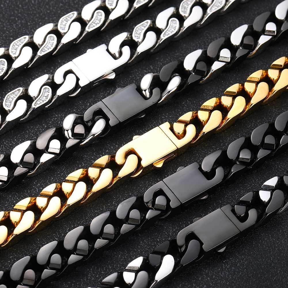 12mm Stainless Steel Iced Out Cuban Chain Zircon Necklace for Men | Caratix Jewelry - CaratixJewelry