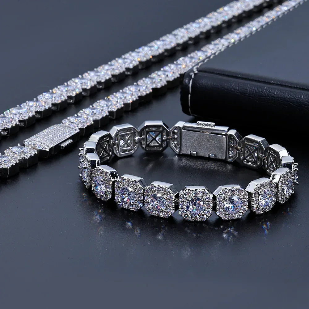10mm Square Tennis Chain Iced-Out Zircon Bracelet for Men | Caratix Jewelry - CaratixJewelry