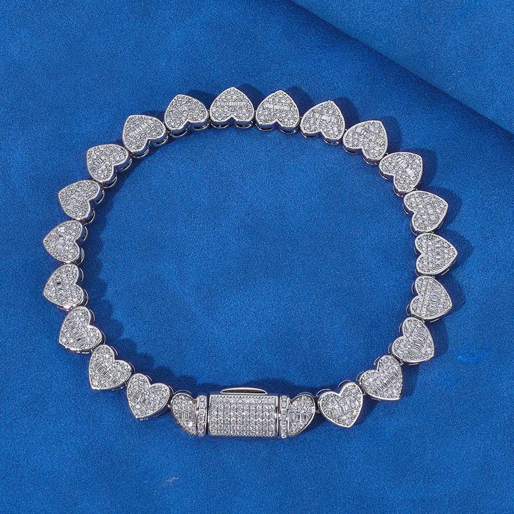 Custom 8mm Heart-Link Bracelet | Secure Fold-over Clasp | Gold Chain Style for Rapper | Caratix - CaratixJewelry