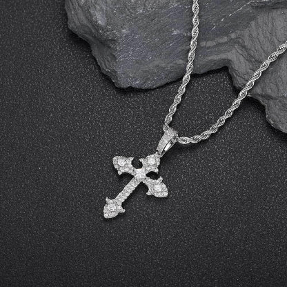 Custom Full Cross Pendant Necklace with Zircon Stones for Men | Caratix Jewelry - CaratixJewelry