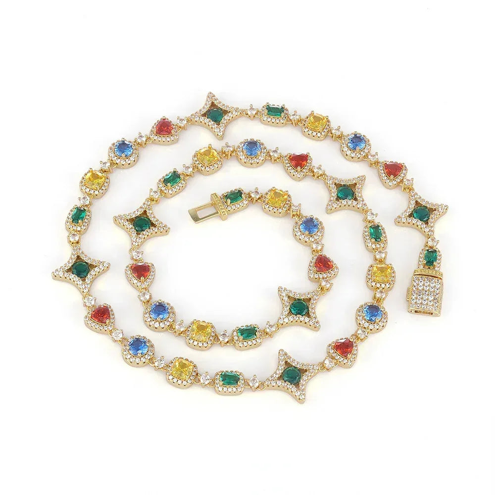 Custom Multi-Color Gemstone Iced Chain | Luxury Gold Chain for Rapper | Caratix - CaratixJewelry