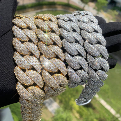 T-Shape Cuban Chain Necklace with Crescent Slanted Clasp | Hip Hop Street Jewelry | Caratix Jewelry - CaratixJewelry