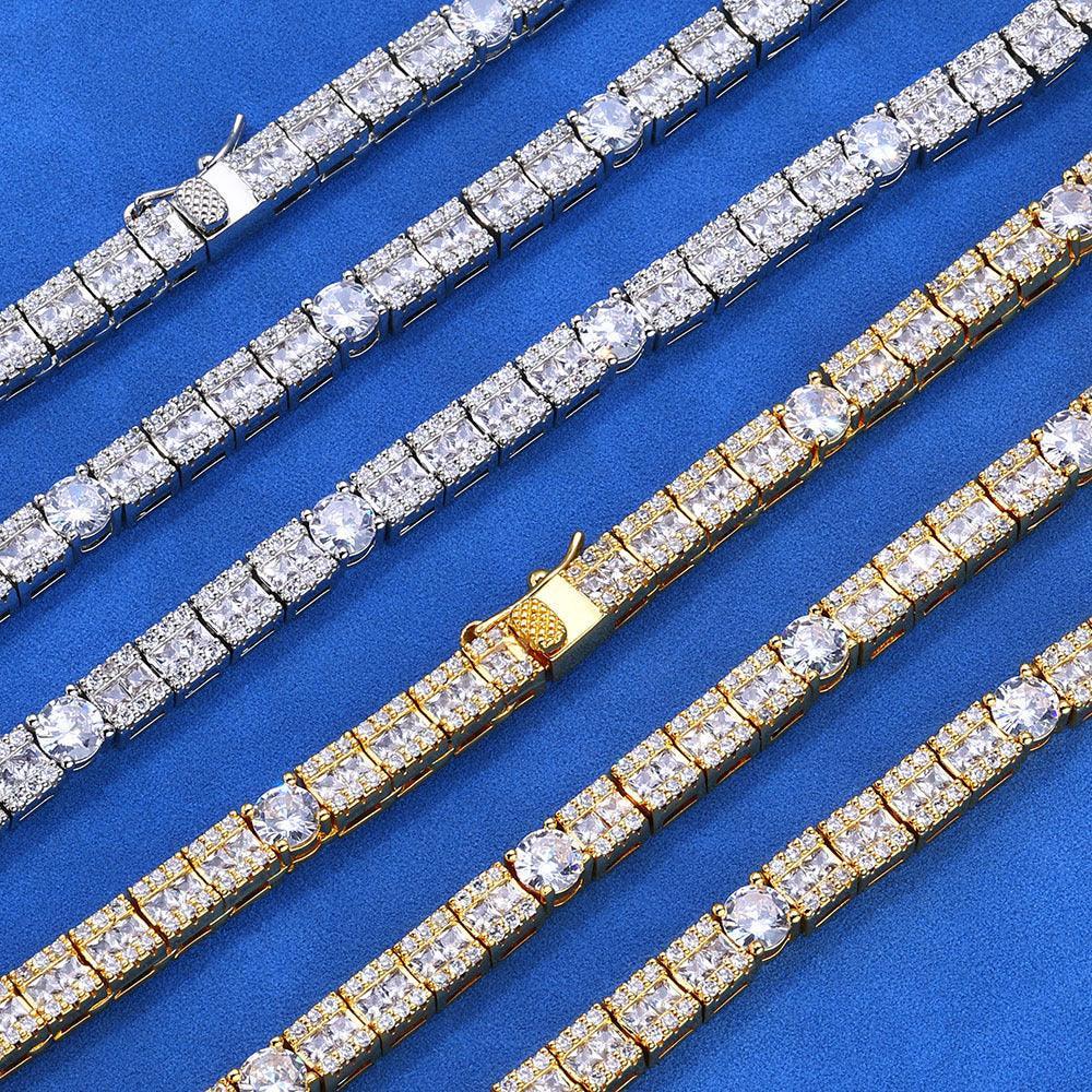 Custom 6mm Mixed-Cut Round & Square Tennis Chain Hip Hop Bling | Caratix - CaratixJewelry