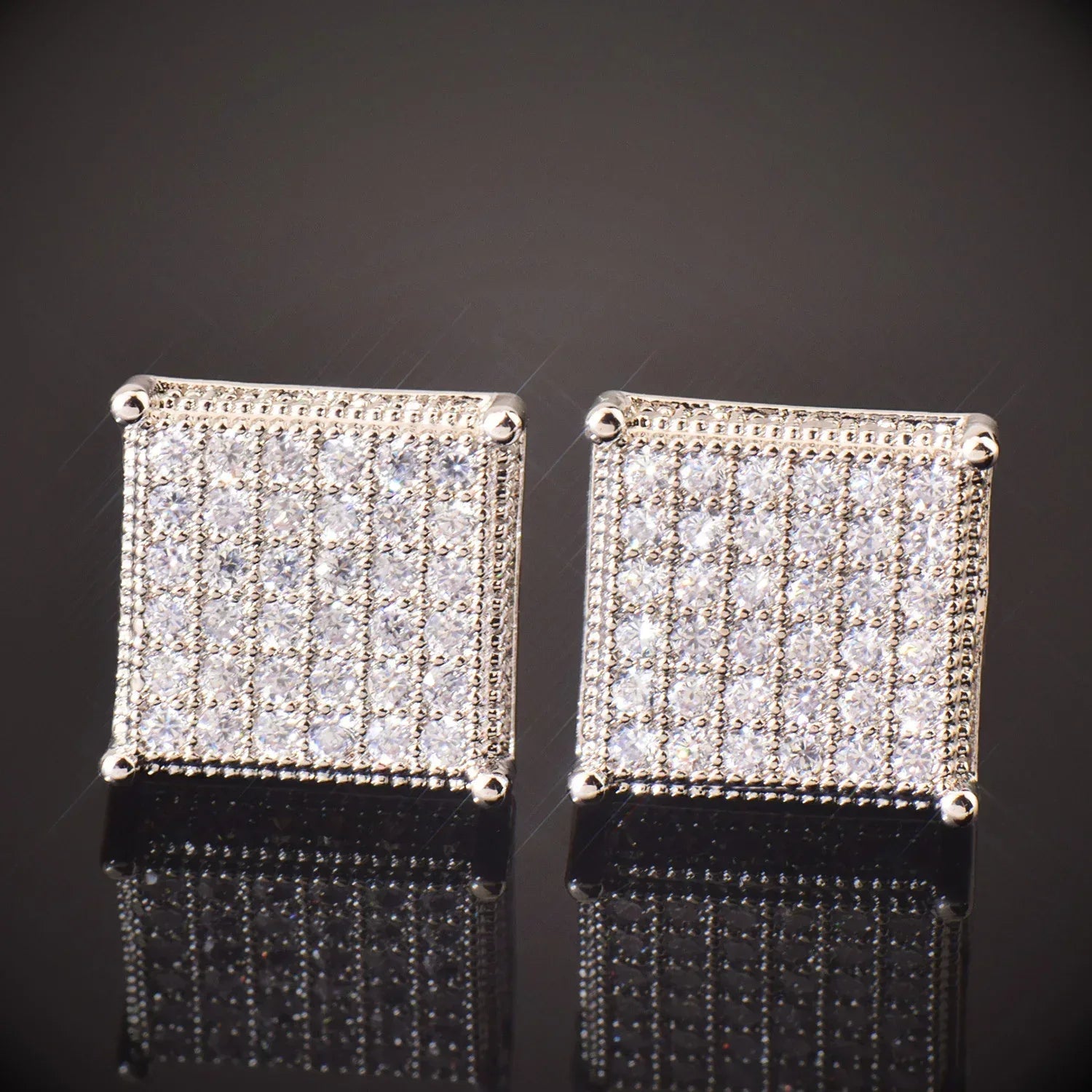 Octagon Iced Out Stud Earrings with Zircon | Simple & Trendy Hip Hop Jewelry | Caratix Jewelry - CaratixJewelry