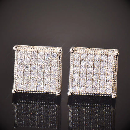 Octagon Iced Out Stud Earrings with Zircon | Simple & Trendy Hip Hop Jewelry | Caratix Jewelry - CaratixJewelry