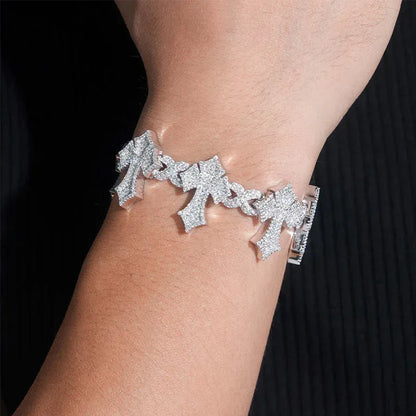 8–26mm VVS Moissanite Cross Bracelet – S925 Sterling Silver Iced-Out Unisex Hip Hop Streetwear Jewelry - CaratixJewelry