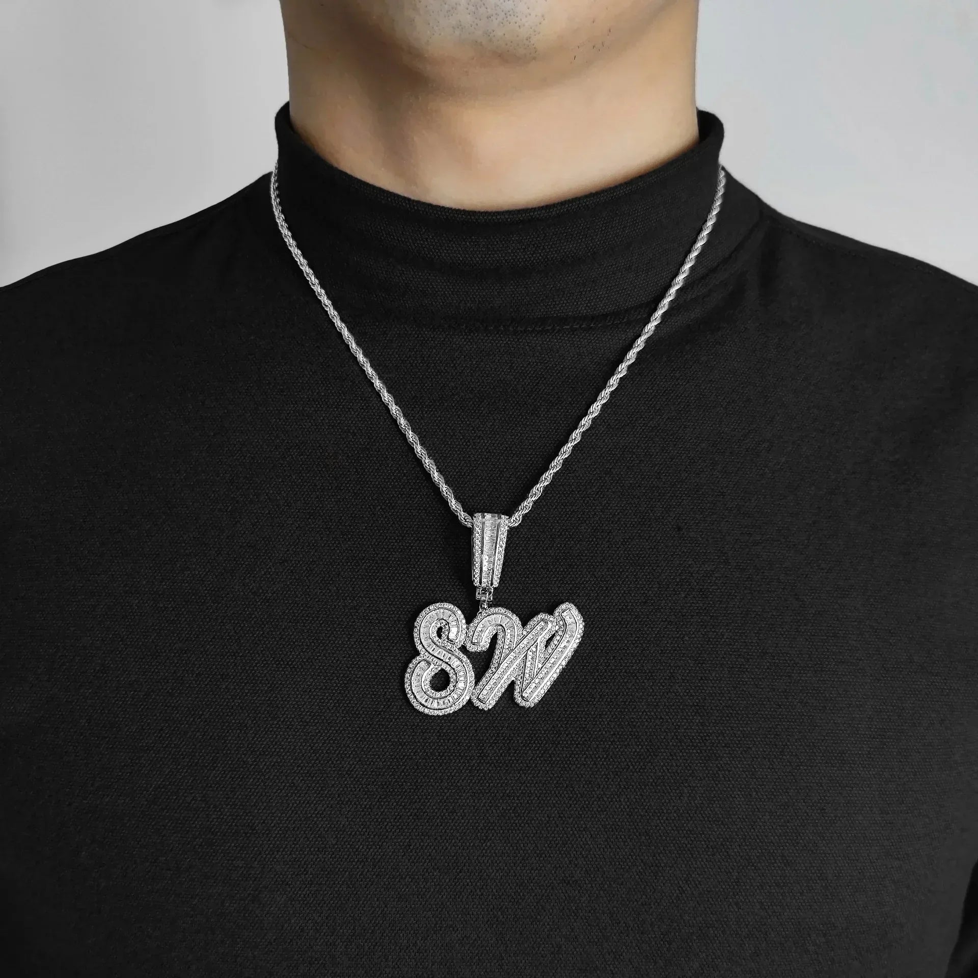 Custom Letter Pendant Necklace with Zircon Stones for Men and Women | Caratix Jewelry - CaratixJewelry