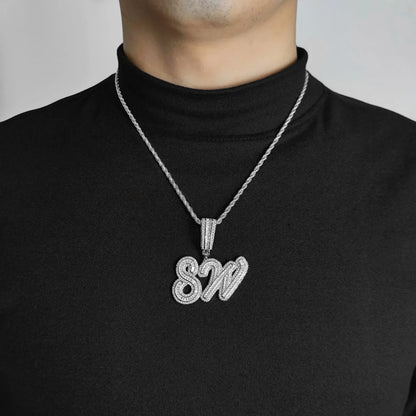 Custom Letter Pendant Necklace with Zircon Stones for Men and Women | Caratix Jewelry - CaratixJewelry