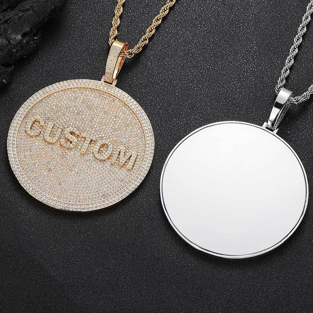 80mm Full Round Letter Pendant Necklace with Zircon Stones for Men | Caratix Jewelry - CaratixJewelry