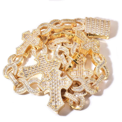 Iced Out Cross Pendant Copper Zircon Necklace for Men & Women | Caratix Jewelry - CaratixJewelry