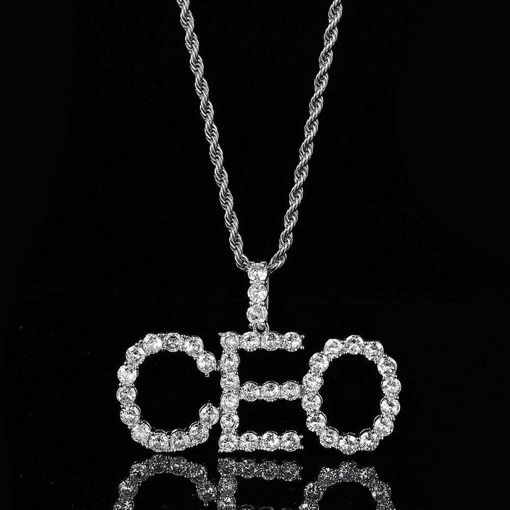 Letter Combination Pendant Necklace with Single Row Zircon Stones for Men | Caratix Jewelry - CaratixJewelry
