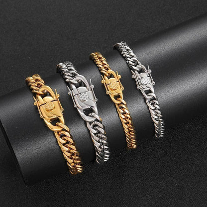 7mm & 9mm Double Weave Cuban Chain Bracelet - CaratixJewelry