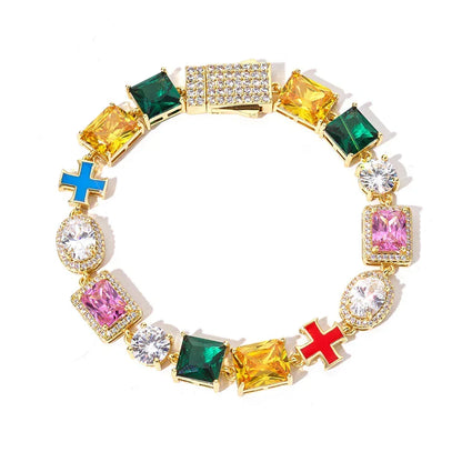 10mm Cross Color Zircon Hip Hop Necklace Rapper Iced Out Chain Style | Caratix Jewelry - CaratixJewelry