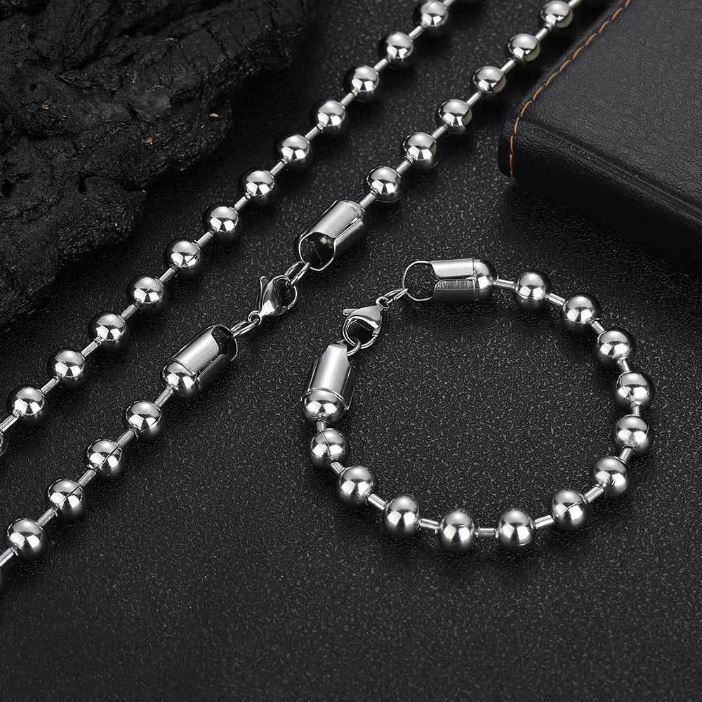8mm Bead Chain Bracelet with Stainless Steel and 18K Gold for Men | Caratix Jewelry - CaratixJewelry