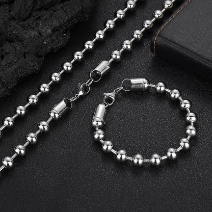 8mm Bead Chain Bracelet with Stainless Steel and 18K Gold for Men | Caratix Jewelry - CaratixJewelry