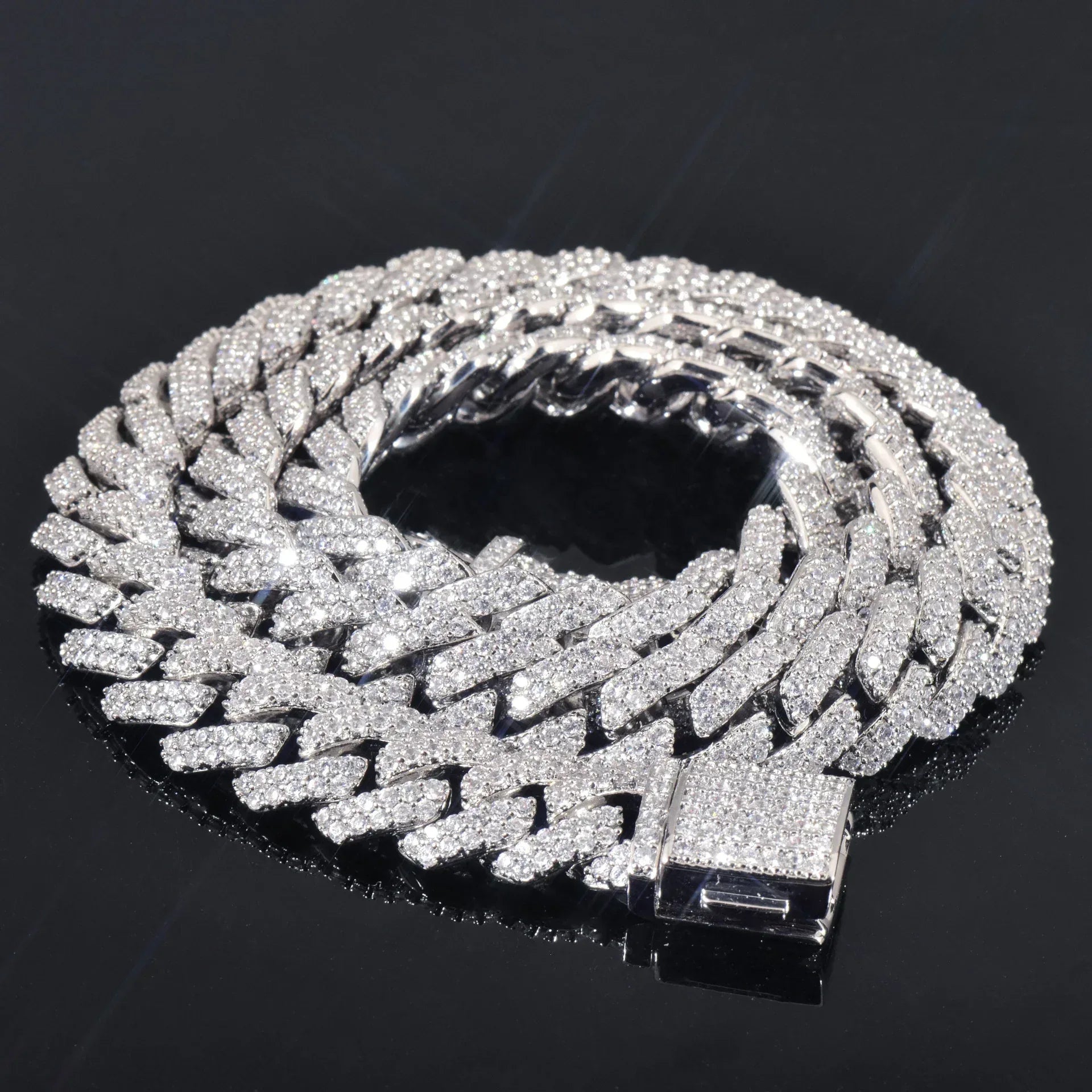 8mm 10mm 12mm Iced Out Double Row Cuban Chain Necklace for Men | Caratix Jewelry - CaratixJewelry