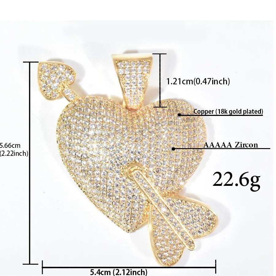 Romantic Heart Pendant Necklace | CZ Hip Hop Unisex Trendy Fashion Jewelry - CaratixJewelry