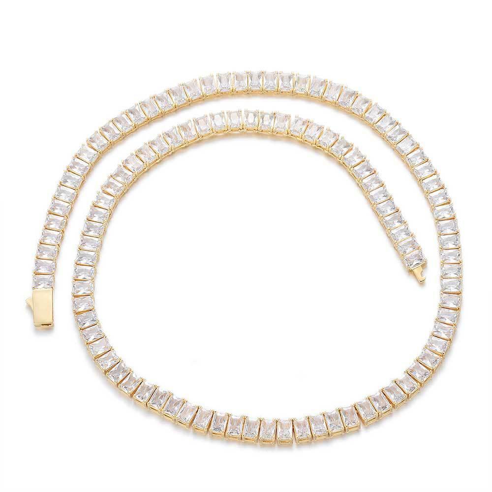 6mm Iced Out Tennis Chain Necklace Rectangle Zircon Cuban Link Chain Style | Caratix Jewelry - CaratixJewelry