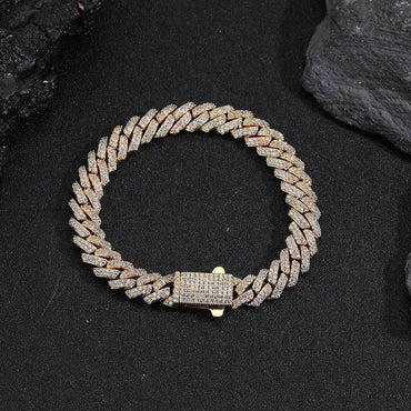 8mm Iced-Out Cuban Link Bracelet with -Shaped Zircon - CaratixJewelry
