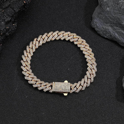 8mm Iced-Out Cuban Link Bracelet with -Shaped Zircon - CaratixJewelry