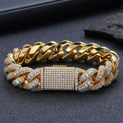 Bubble Iced-Out Cuban Link Bracelet with Zircon Stones - CaratixJewelry