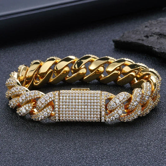 Bubble Iced-Out Cuban Link Bracelet with Zircon Stones - CaratixJewelry