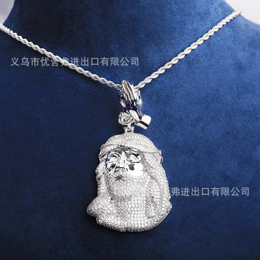 Luxury Iced Out Praying Hands Pendant for Men | Hip Hop Portrait Necklace | Premium Copper Zircon Bling Jewelry | Trendy Men's Streetwear Accessory | Caratix - CaratixJewelry