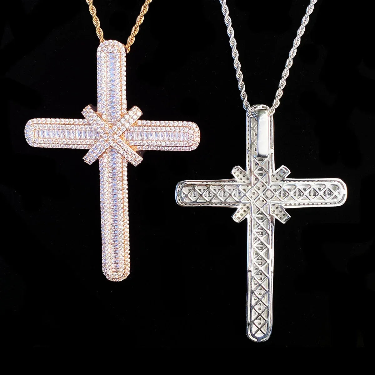 Iced Out Oversized "Grand Cross" Pendant | Men's Real Copper Big Cross Necklace - CaratixJewelry