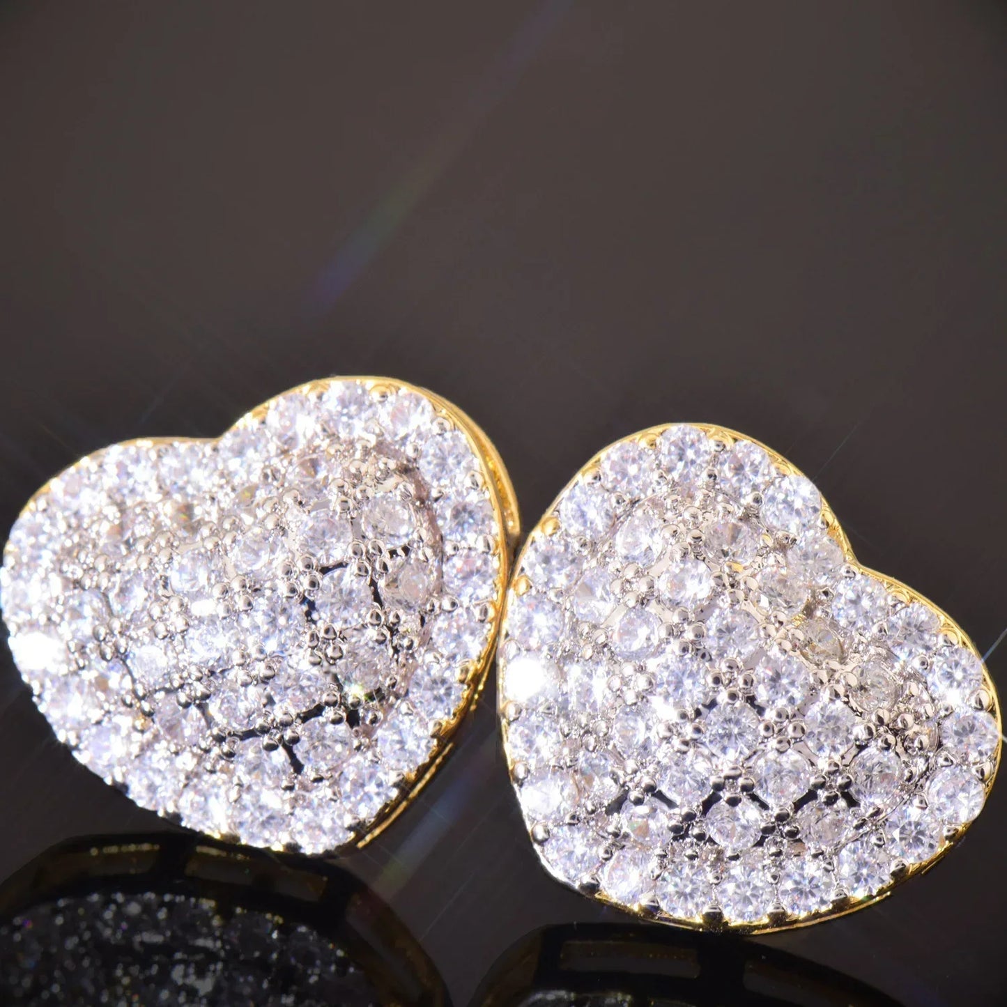 Heart Shaped Zircon Stud Earrings | Trendy & Fashionable Hip Hop Jewelry | Caratix Jewelry - CaratixJewelry