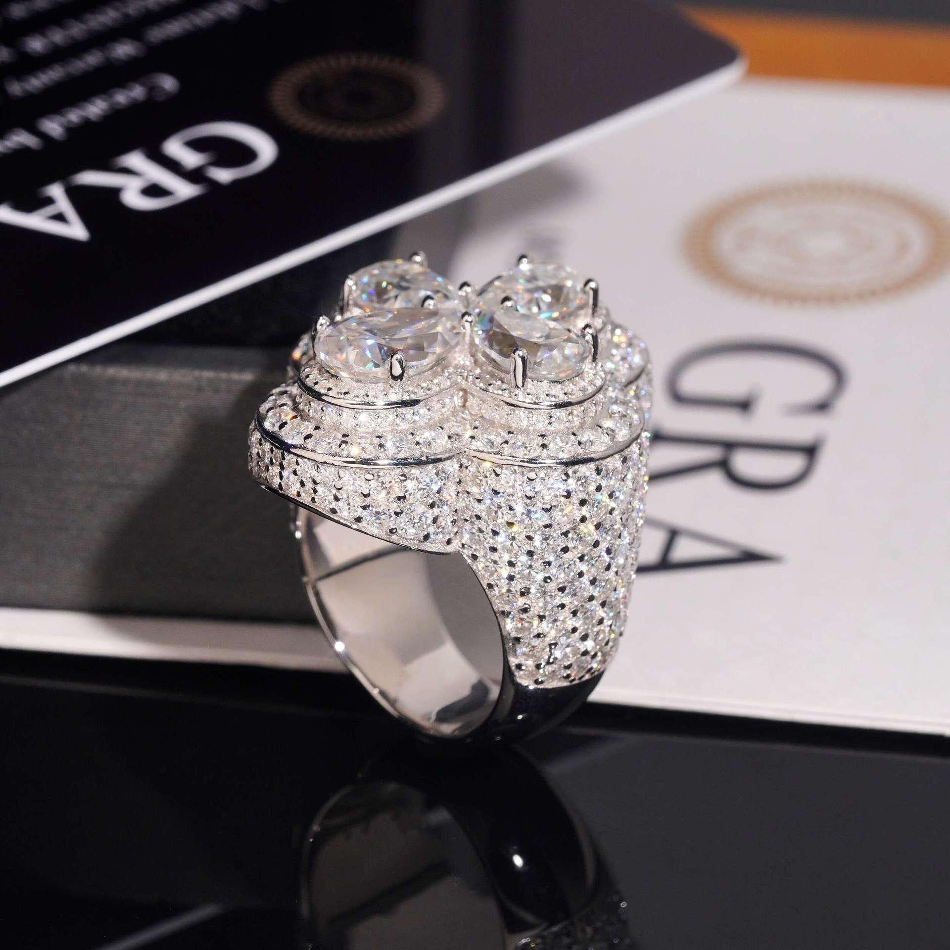 Flower Moissanite Men’s Ring | S925 Silver Luxury Iced Out Hip Hop Jewelry - CaratixJewelry