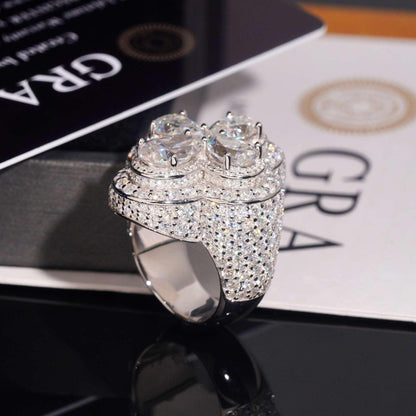 Flower Moissanite Men’s Ring | S925 Silver Luxury Iced Out Hip Hop Jewelry - CaratixJewelry