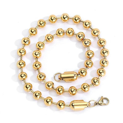 8mm Stainless Steel Ball Chain Necklace Hip Hop Style for Men | Caratix Jewelry - CaratixJewelry
