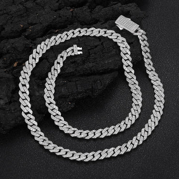 8mm Moissanite -Cut Cuban Link Chain for Men – S925 Sterling Silver Luxury Hip Hop Necklace - CaratixJewelry