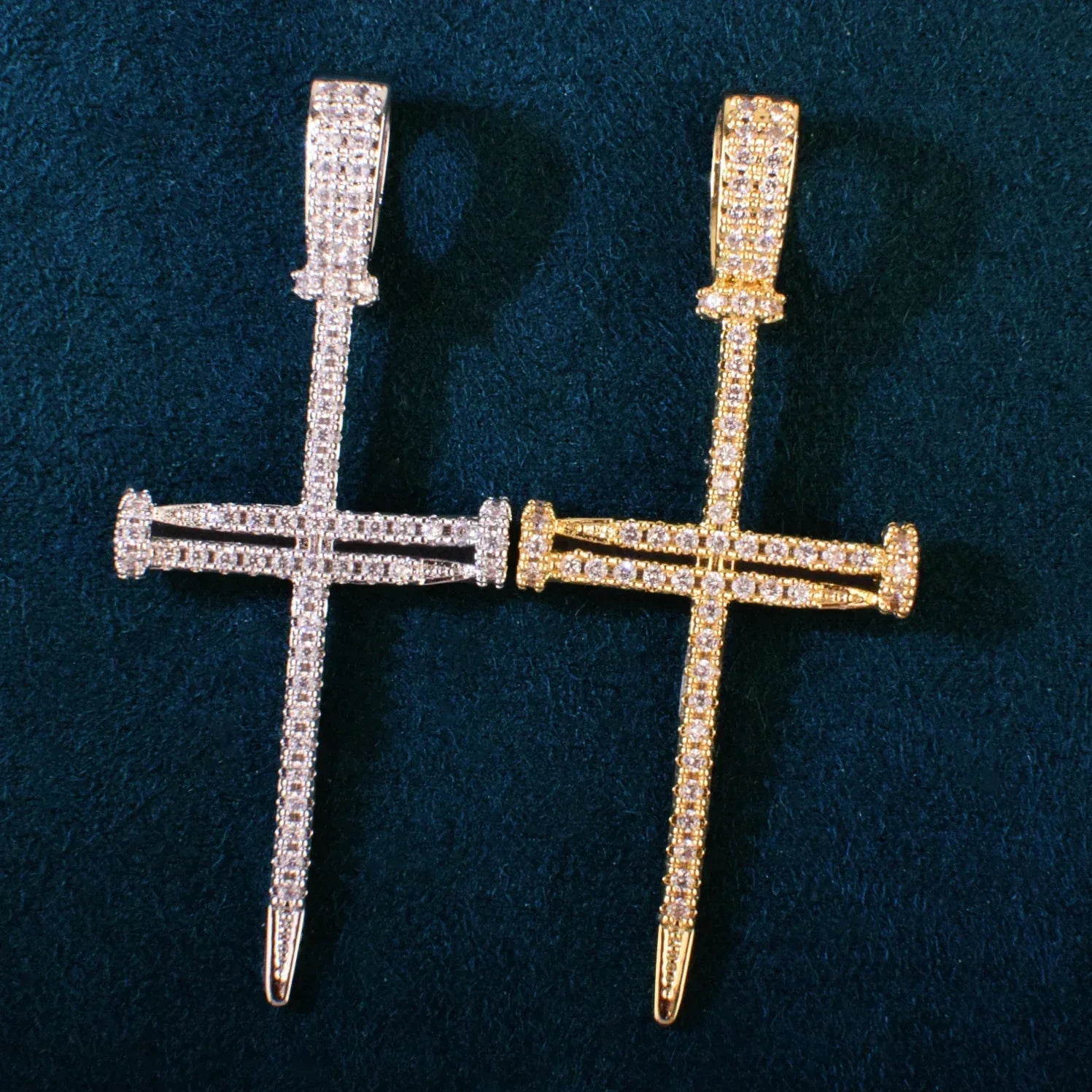 Nail Cross Pendant Necklace | CZ Iced Out Hip Hop Men’s Streetwear Jewelry - CaratixJewelry