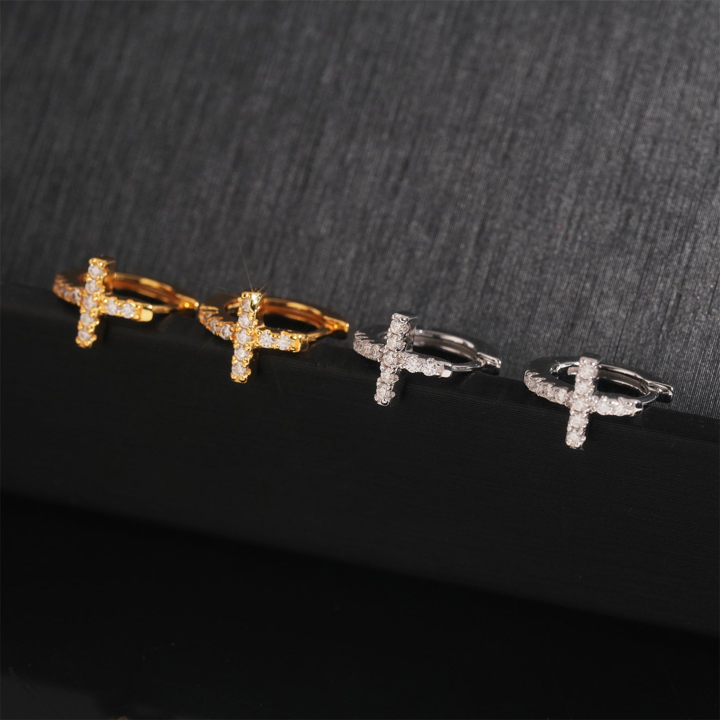 S925 Sterling Silver Moissanite Cross Stud Earrings | D Color VVS1 Bling | Caratix