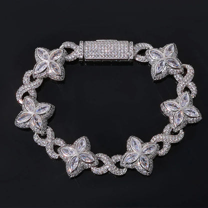 Iced Out Infinity 8 Clover Cuban Bracelet | Heavy Zircon Hip Hop Link | Premium Rapper Iced Out Chain | Caratix - CaratixJewelry