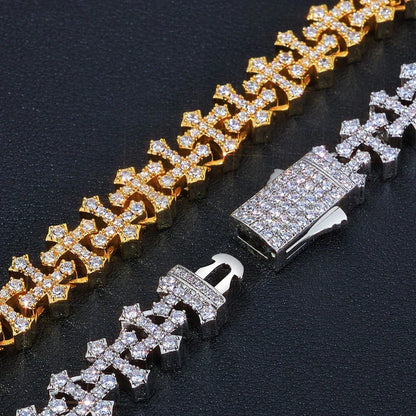 Iced Out Cross Zircon Bracelet Rapper Style Hip Hop Jewelry | Caratix Jewelry - CaratixJewelry