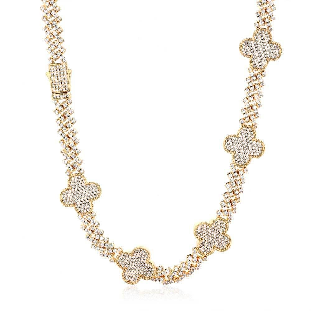 Shape Cuban Chain Zircon Necklace with Spring Clasp for Men | Caratix Jewelry - CaratixJewelry
