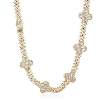 Shape Cuban Chain Zircon Necklace with Spring Clasp for Men | Caratix Jewelry - CaratixJewelry
