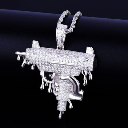 Men's Dripping Squirt Gun Necklace | Premium Copper CZ Streetwear Bling Caratix - CaratixJewelry
