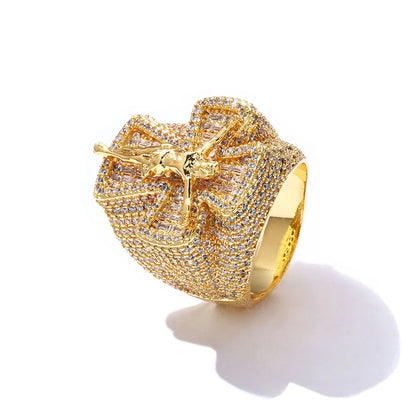 Men's Luxury Iced Out Cross Ring | Sleek Hip Hop Pave Band | Caratix